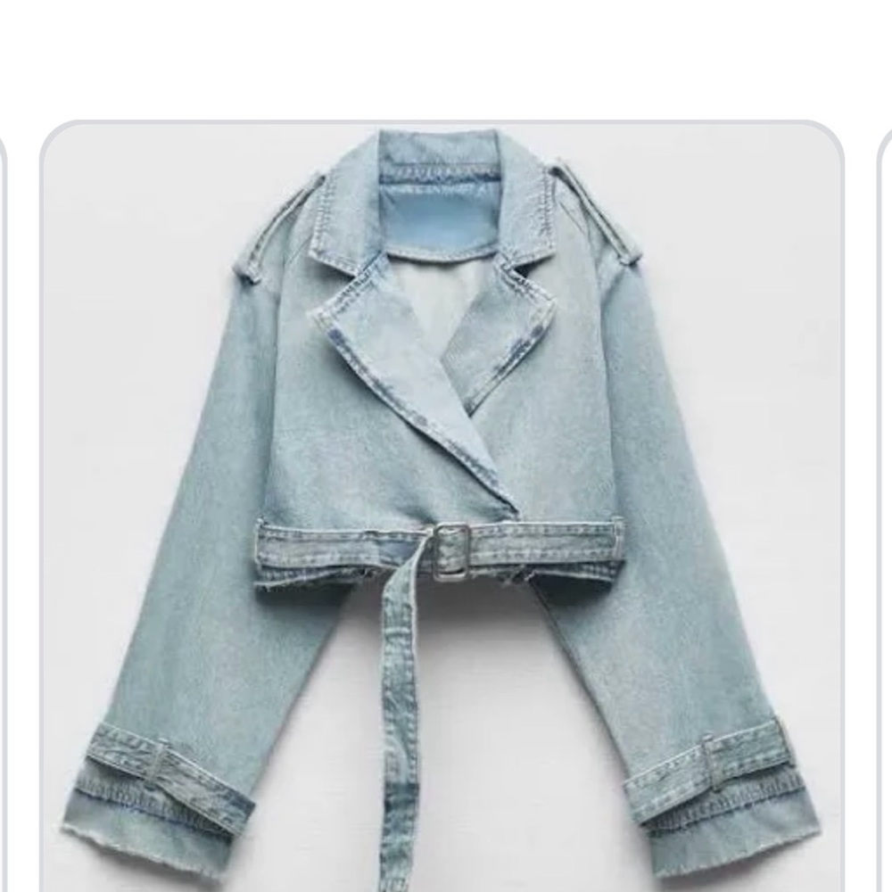 Zara Cropped Light Blue Jean Jacket